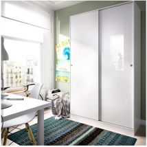 Fores - armoire avec deux portes coulissantes seven - Blanc,Bicolore Marron/Blanc