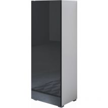 Lettiemobili - Armoire avec pieds 2 cm 1 porte Meuble de Rangement avec pieds 40 x 128 x 29cm 3 compartiments Modèle Luke V1 Blanc et Noir Finition