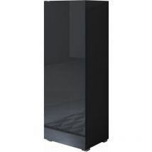 Lettiemobili - Armoire avec pieds 2 cm 1 porte Meuble de Rangement avec pieds 40 x 128 x 29cm 3 compartiments Modèle Luke V1 Noir Finition brillante