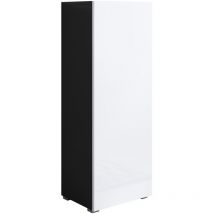 Lettiemobili - Armoire avec pieds 2 cm 1 porte Meuble de Rangement avec pieds 40 x 128 x 29cm 3 compartiments Modèle Luke V1 Noir et Blanc Finition