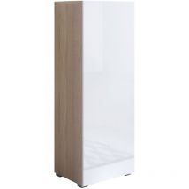 Lettiemobili - Armoire avec pieds 2 cm 1 porte Meuble de Rangement avec pieds 40 x 128 x 29cm 3 compartiments Modèle Luke V1 Sonoma mat et Blanc