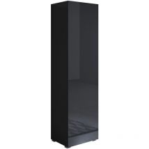 Lettiemobili - Armoire avec pieds 2 cm 1 porte Meuble de Rangement avec pieds 40 x 167 x 29cm 4 compartiments Modèle Luke V4 Noir Finition brillante
