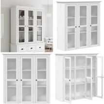 Vidaxl - Armoire avec portes vitrées bodo blanc bois de pin massif - Meuble De Rangement - Armoire Vitrée - Buffet - Bibliothèque - Design Français