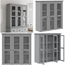 Vidaxl - Armoire avec portes vitrées bodo gris bois de pin massif - Meuble De Rangement - Armoire Vitrée - Buffet - Bibliothèque - Design Français