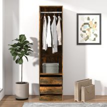 Bonnevie - Armoire avec tiroirs Meuble de Rangement - Style Contemporain Chêne fumé 50x50x200 cm Bois d'ingénierie BV371851