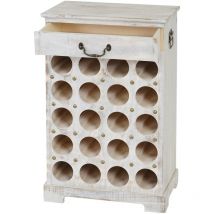 Décoshop26 - Armoire bar à vins rangement bouteilles étagère jusqu'à 20 bouteilles 76x48x31cm style vintage en bois blanc vieilli 040004319