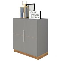 Armoire Basse 2 Portes Gris Mat 4 Niches L 68 H 76 P 37.6 cm