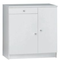 Sarmog - Armoire Basse Polyvalente Deux Portes Un Tiroir Blanc 77x34x H80 Cm
