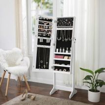Songmics - Armoire à bijoux, Armoire avec Miroir, avec miroir psychÉ, Organisateur à bijoux, verrouillable, idÉe cadeau, Blanc JJC69WT