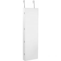 Décoshop26 - Armoire bijoux de rangement avec miroir et lumière led 120 x 36 x 10 cm accrochée à la porte blanche 200000114
