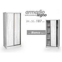 Armoire blanche à portes coulissantes avec double compartiment 84 x 56 x 187 h