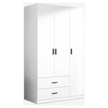 Llb Living Life Bed - Armoire chambre à coucher penderie 3 portes 2 tiroirs blanc Endus