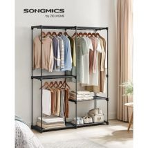 Armoire Chambre, Porte-vêtements, Penderie, 138 x 43 x 182 cm, 3 Compartiments de Suspension, avec Étagères, Grande Capacité, pour Chambre Adulte
