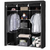 Armoire Chambre,Armoire de angement avec 2 Tringles à vêtements Robustes Haloyo Penderie Tissu avec étagères,Armoire Tissu Pliante,150 x 45 x 175