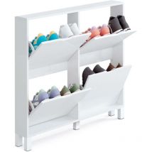 Mobimarket - Armoire à chaussures Kay, panneau de particules et mélamine haute densité, blanc brillant, 98 x 97 x 17