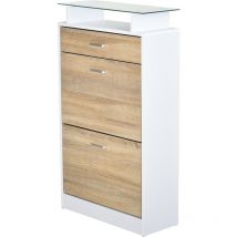MH - Armoire à chaussures victoria chêne clair et blanc
