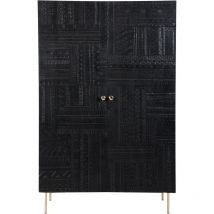 Armoire gravée en bois noir et métal doré - CHIMANE
