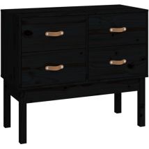 Armoire Console Meuble De Rangement Noir 90x40x78 Cm Bois De Pin Solide -19408