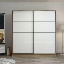 Azura Home Design - Armoire 2 portes coulissantes blanc-chêne 190x60x180 cm