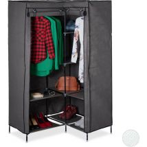 Armoire de coin, 8 étages, 2 tringles, système d'emboîtage, portes, 169x100x83cm, armoire en tissu, anthracite - Relaxdays
