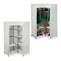 Lot de 2 armoire d'angle, 8 étages, 2 tringles, système d'emboîtage, portes, 169x100x83cm, armoire en tissu, blanc