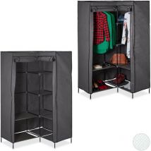 Lot de 2 armoire d'angle, 8 étages, 2 tringles, système d'emboîtage, portes, 169x100x83cm, armoire en tissu, noir