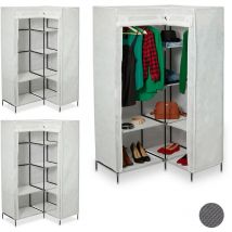 Lot de 3 armoire d'angle, 8 étages, 2 tringles, système d’emboîtage, portes, 169x100x83cm, armoire en tissu, blanc