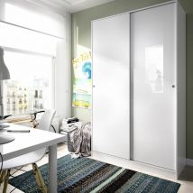 Armoire portes coulissantes blanc brillant Slide 120 cm Blanc brillant 120 x 204 x 50 cm - Blanc brillant