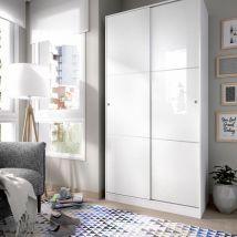 Slide armoire à portes coulissantes 100 cm blanc brillant Blanc brillant 100 x 204 x 50 cm - Blanc brillant