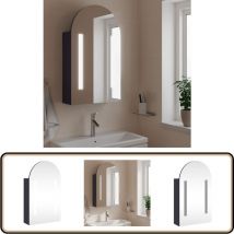 Armoire de bain à miroir avec led arquée gris 42x13x70 cm - Armoire Salle De Bain - Meuble Lavabo - Miroir Led - Luminaire Salle De Bain - Rangement