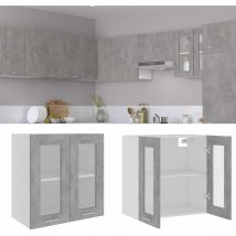 Inlife Armoire en verre suspendue Gris béton 60x31x60 cm Aggloméré