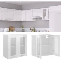 Inlife Armoire en verre suspendue Blanc brillant 60x31x60 cm Aggloméré