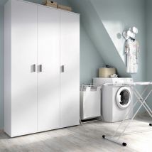 Mobimarket - Armoire à balais 3 portes Blanc 116 x 190 x 35 cm - Blanc