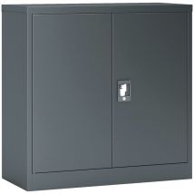 Helloshop26 - Armoire de bureau casier de bureau meuble de rangement pour salon bureau chambre atelier acier laqué 90 x 40 x 90 cm gris foncé