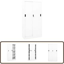 Armoire de bureau et porte coulissante Blanc 90x40x180 cm Acier - Armoire De Bureau - Meuble De Rangement - Classeur - Armoire Métallique - Armoire