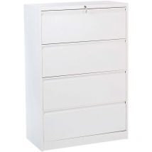 Beliani - Armoire de Bureau Industrielle 4 Tiroirs avec Serrure à Clé en Acier Blanc Halite