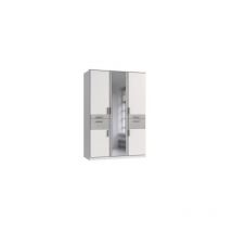 Wimex - Armoire de chambre - volos - Blanc / Béton gris clair - 5 portes - 1 porte miroir - 4 tiroirs - 135 x 58 x 199 cm