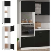 Bonnevie - Armoire de cuisine à micro-ondes Design moderne, Armoire Etagère de rangement, Noir 60x57x207 cm Aggloméré OIB6365E