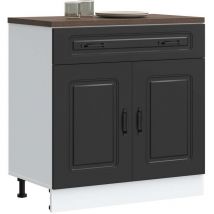 Armoire de cuisine Kalmar noir bois d'ingénierie