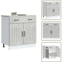 Armoire de cuisine Lucca gris béton bois ingénierie - Armoire De Cuisine - Armoires De Cuisine - Meuble D'évier - Meuble D'évier De Cuisine