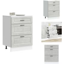 Armoire de cuisine Porto gris béton bois d'ingénierie - Armoire De Cuisine - Armoires De Cuisine - Meuble D'évier - Meuble D'évier De Cuisine