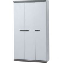 Gardiun - Armoire de Jardin Tavira 94x39x167cm pvc avec 3 Portes, 3 Étagères Réglables et Placard à Balais, Intérieur et Extérieur