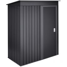 Wasabi - Armoire de jardin métallique 1,39m2 Neat Anthracite - 86x162x181cm - Porte coulissante - Toit incliné - Gris anthracite - Abri de jardin