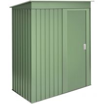Wasabi - Armoire de jardin métallique 1,39m2 Neat Green - 86x162x181cm - Porte coulissante - Toit incliné - Couleur vert - Abri de jardin extérieur