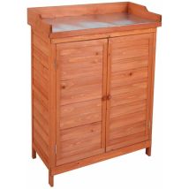 Gardiun – Armoire De Jardin Sur Pied 75x40x94 Cm En Bois De Sapin Traité – Plateau En Acier Galvanisé – Espace De Rangement Pratique