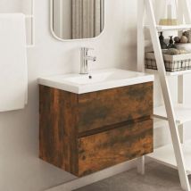 Meuble De Salle De Bain Moderne - Meuble Sous Vasque - Chêne Fumé 60x38,5x45 Cm Bois D'Ingénierie Chic-763388