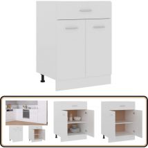 Armoire de plancher à tiroir Blanc 60x46x81,5cm Bois ingénierie - Armoire De Cuisine - Meuble De Rangement - Armoire Blanche - Armoire à Tiroir