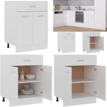 Armoire de plancher à tiroir Blanc 60x46x81,5cm Bois ingénierie - Armoire De Cuisine - Meuble De Rangement - Armoire Blanche - Armoire à Tiroir