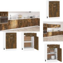Armoire de plancher à tiroir Chêne fumé 50x46x81,5 cm Bois - Armoire De Cuisine - Meuble De Rangement - Étagère De Rangement - Armoire à Tiroir
