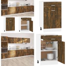 Armoire de plancher à tiroir Chêne fumé 50x46x81,5 cm Bois - Armoire De Cuisine - Meuble De Rangement - Étagère De Rangement - Armoire à Tiroir
